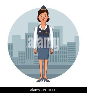 Stewardess woman cartoon Stock Vector