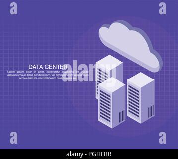 Data center poster with informaton Stock Vector