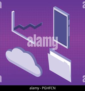 Set of data center icons Stock Vector