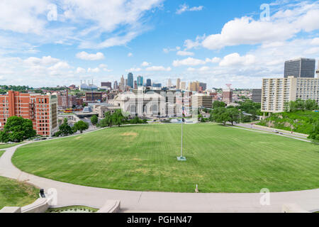 KANSAS CITY, MO - JUNE 20, 2018: Kansas City Missouri Skyline with Union Station Stock Photo