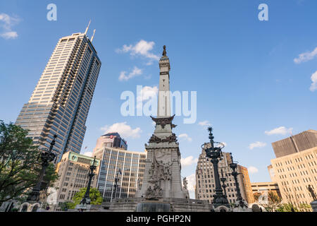 INDIANAPOLIS, IN - JUNE 18, 2018: Soldiers and Sailors Monument located in the Monument Circle Historic District of Indianapolis, Indiana Stock Photo