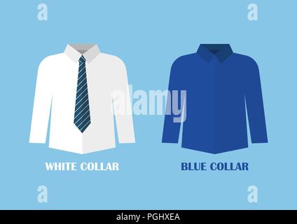 White and Blue shirt vector illustraton. White and blue collar concept Stock Vector