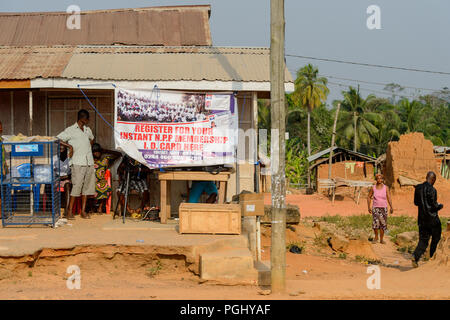 CENTRAL REGION, GHANA - Jan 17, 2017: Unidentified Ghanaian people in local village. People of Ghana suffer of poverty due to the bad economy Stock Photo