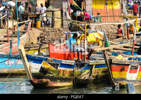 ELMINA, GHANA -JAN 18, 2017: Unidentified  Ghanaian . People of Ghana suffer of poverty due to the bad economy Stock Photo