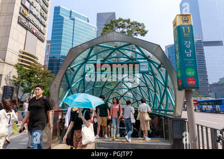 Seoul, South Korea - Jul 21, 2018 : Gangnam subway station entrance in Seoul city Stock Photo