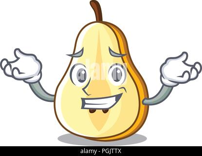 Grinning slice of ripe green pear character vector ilustration Stock Vector