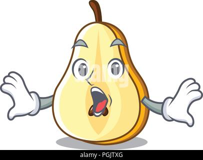 Surprised half of pear isolated on cartoon vector illustration Stock Vector