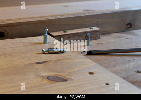 Self Assembly Bookcase Pine Flat Pack Furniture Being Assembled Stock Photo Alamy