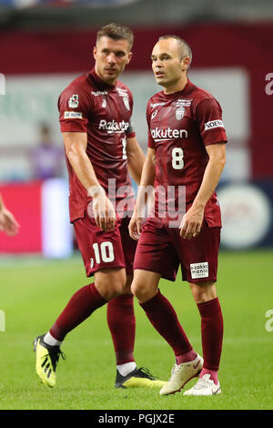 Andres Iniesta ,Lukas Podolski and David Villa of Vissel Kobe of look  News Photo - Getty Images