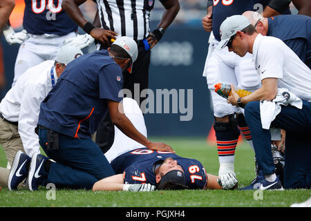 August 25, 2018: Chicago, Illinois, U.S. - Bears #98 Bilal Nichols takes a  break during the NFL