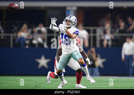 August 26, 2018: Dallas Cowboys cornerback Jourdan Lewis #27 runs back a  kickoff during a preseason NFL football game between the Arizona Cardinals  and the Dallas Cowboys at AT&T Stadium in Arlington