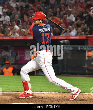 Los Angeles Angels designated hitter Shohei Ohtani wears a jersey with his  nickname SHOWTIME on the back as he bats during the Major League Baseball  game against the Houston Astros at Angel