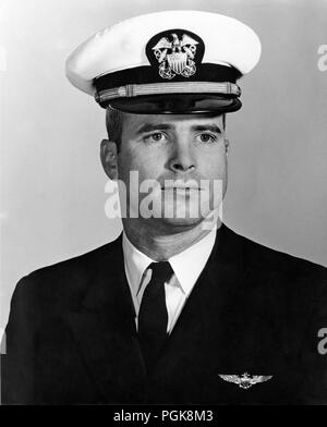 U.S. Navy file photo dated January 13, 1964 of U.S. Navy Lieutenant John S. McCain III (August 29, 1936 – August 25, 2018). McCain who died from brain cancer on August 25, 2018 was an American politician and naval officer who served as a United States Senator from Arizona from 1987 until his death. He previously served two terms in the United States House of Representatives and was the Republican nominee for President of the United States in the 2008 election, which he lost to Barack Obama. Stock Photo