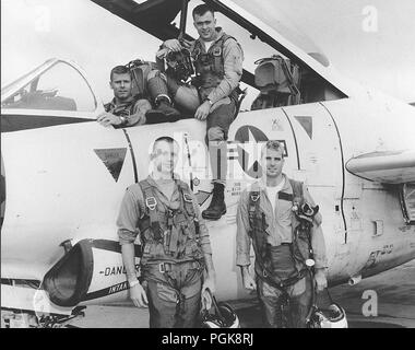 Undated U.S. Navy file photo of U.S. Navy Lieutenant John S. McCain III during flight training (bottom right). McCain who died from brain cancer on August 25, 2018 was an American politician and naval officer who served as a United States Senator from Arizona from 1987 until his death. He previously served two terms in the United States House of Representatives and was the Republican nominee for President of the United States in the 2008 election, which he lost to Barack Obama. Stock Photo