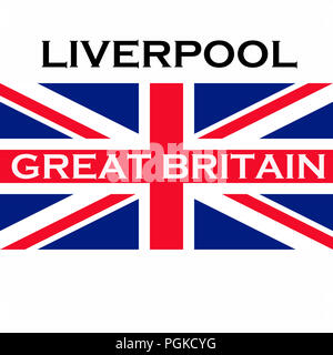 Liverpool and the flag of the United Kingdom of Great Britain Stock Photo