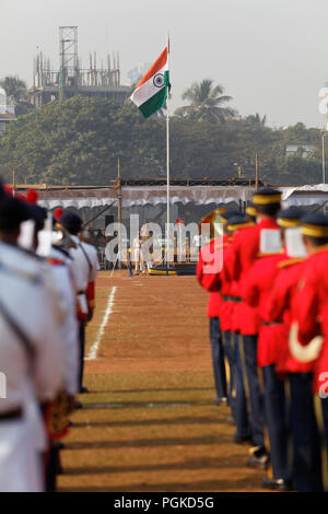 Police band at Republic Day Parade rehearsal on 24 January 2015 for India's Republic Day Stock Photo