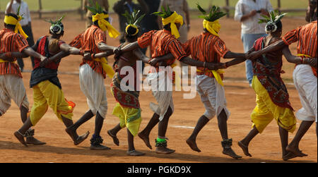 Tarpa dance is a group dance, performed on the beats of drums by tribe in Maharashtra, India. Stock Photo