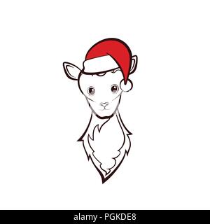 Head of a young mutton. Vector illustration. New Year animals. Stock Vector