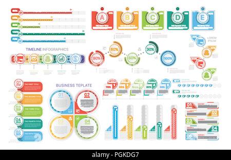 Bright infographic templates in set Stock Vector