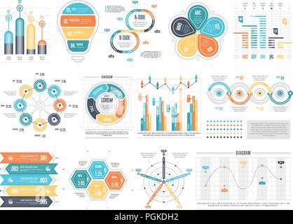 Radial bar infographic chart design template set for dark theme Stock ...