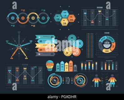 Arrangement of infographic vector templates Stock Vector