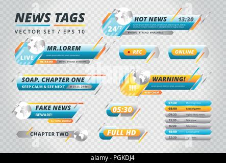 Collection of news vector tags Stock Vector