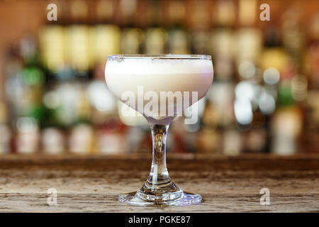 Porto flip - an alcoholic cocktail of the long drink, prepared on the basis  of port wine and brandy, a kind of flip. It is classified as a long drink  Stock Photo 