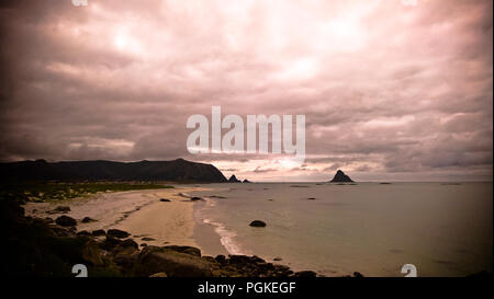 Landscape with coastline of Andoya island near Stave village at vesteralen, Norway Stock Photo
