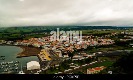 Aerial panoramic view to Praia da VitOria, terceira island, Azores, Portugal Stock Photo