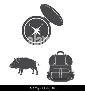 Hunting and trophy black icons in set collection for design. Hunting and equipment vector symbol stock  illustration. Stock Vector