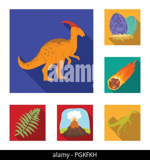 Different dinosaurs flat icons in set collection for design. Prehistoric animal vector symbol stock  illustration. Stock Vector