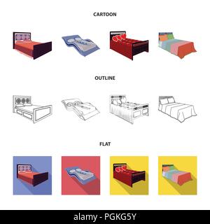 Different beds cartoon,outline,flat icons in set collection for design. Furniture for sleeping vector isometric symbol stock  illustration. Stock Vector
