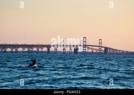 The Chesapeake Bay and the Bay Bridges in Maryland. Stock Photo