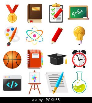 Set of flat school and education icons vector illustration Stock Vector