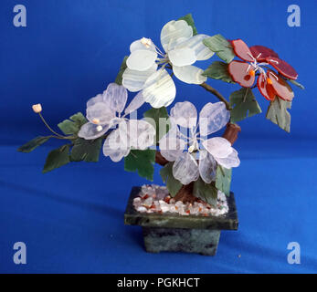 Vintage Chinese Hardstone Mineral Flower Tree Stock Photo