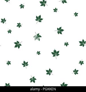 Chestnut leaf green pattern seamless. Vector illustration. Isolated white background. Stock Vector