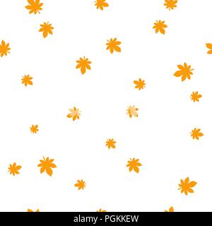 Chestnut leaf orange pattern seamless. Vector illustration. Isolated white background. Stock Vector