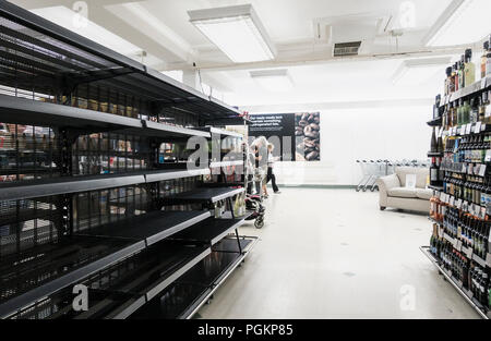 Empty shelves in Marks & Spencer store in Stockton on Tees on last day of trading (11th August 2018). The store was one of a numbe of UK closures. Stock Photo