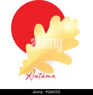 Realistic oak leaf in pastel color Stock Vector