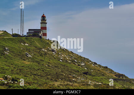 Cape Silleiro and lighthouse 168 meters high in Baredo (Santa Maria) Baiona, Pontevedra, Galicia, Spain, Europe Stock Photo
