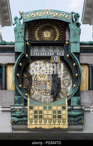 Art Nouveau clock in Vienna, known anker-clock Stock Photo