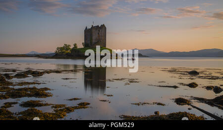 Stalker Castle in the evening. Scotland, Great Britain. Long exposure photography. Stock Photo