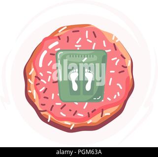 Concept of healthy lifestyle, controlling body  weight, dieting and fitness. Stock Vector