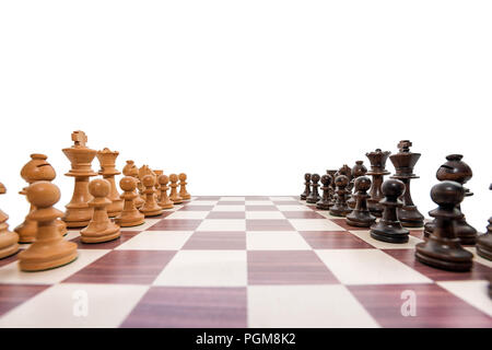 boxwood chessboard on white background wide angle shot Stock Photo