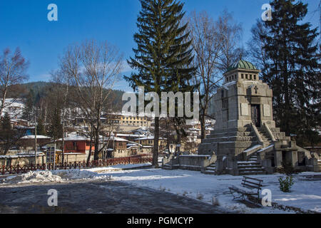 KOPRIVSHTITSA, BULGARIA - DECEMBER 13, 2013: Mausoleum Ossuary of Apriltsi  in historical town of Koprivshtitsa, Sofia Region, Bulgaria Stock Photo