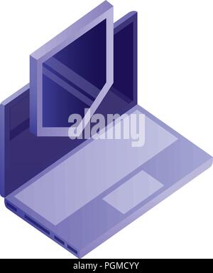 laptop computer with shield isometric icon vector illustration design Stock Vector