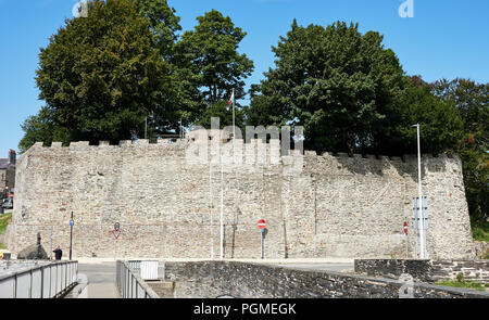Cardigan Castle from Castle street Bridge Stock Photo