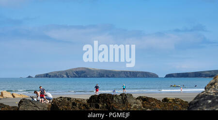 Cardigan Island from poppit sands Stock Photo