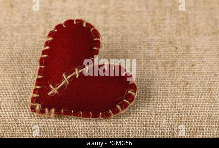 Valentine Day template, one handmade blue foam sheet stitched toy heart