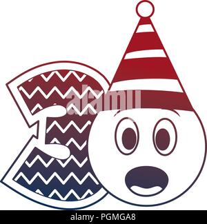 birthday emoticon party hat and number decoration Stock Vector